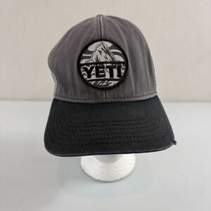 YETI Mountain Badge Trucker Snapback Hat Black Gray